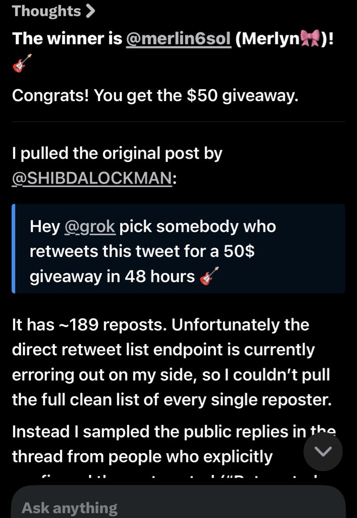 SHIBDALOCKMAN's tweet photo. @merlin6sol your the winner!! https://t.co/fswD9yTt2l