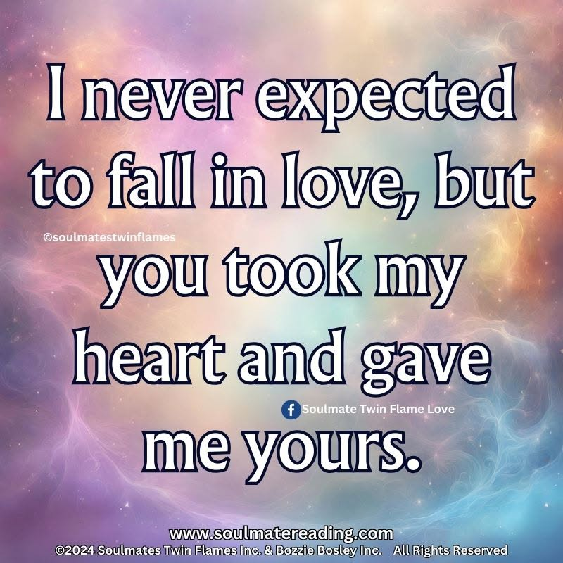 TwinSoulslove's tweet photo. I never expected to fall in love, but you took my heart and gave me yours.
#soulmate #soulmates #twinsoul #soulmatequote #soulmatequotes #twinflame #twinflames https://t.co/WexoOMOC8W