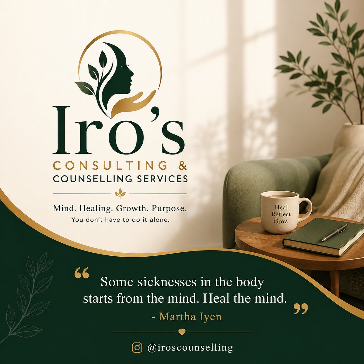 IrosCounselling's tweet photo. Happy New Month from Iro's Consulting &amp; Counselling Services. Happy Sunday

Quote of the Day: "Some sicknesses in the body starts from the mind. Heal the mind." - Martha Iyen @IrosCounselling https://t.co/GLk4T1O2fL