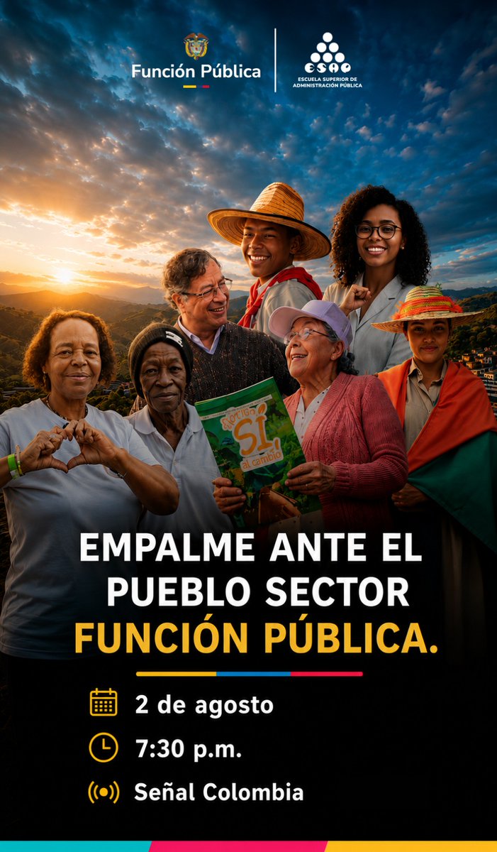 DAFP_COLOMBIA's tweet photo. Conozca los resultados del trabajo conjunto entre @DAFP_COLOMBIA y @ESAPOficial.
Miles de servidores fortalecidos. Más inclusión, formalización y modernización del Estado.
Cuando la gestión pública se pone al servicio del pueblo, las metas se cumplen.
Señal Colombia: hoy 7.30 pm https://t.co/NJtFea4dCF