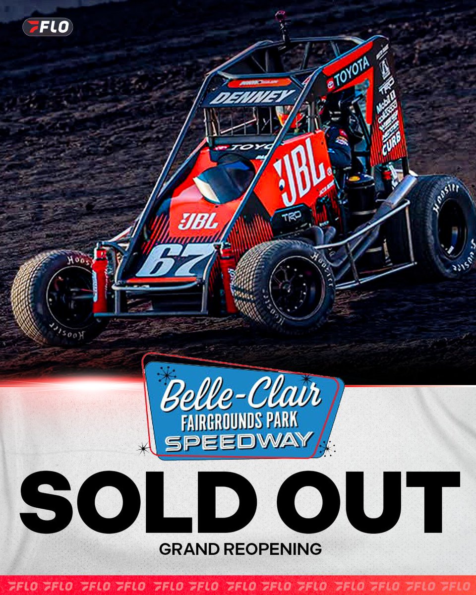 FloRacing's tweet photo. ❗Grandstand tickets for tonight's Grand Reopening at Belle-Clair Speedway are sold out, only pit passes remain available!

📺 If you can not make it to the track, every lap will be live on FloRacing. https://t.co/O9oLa3e4iS