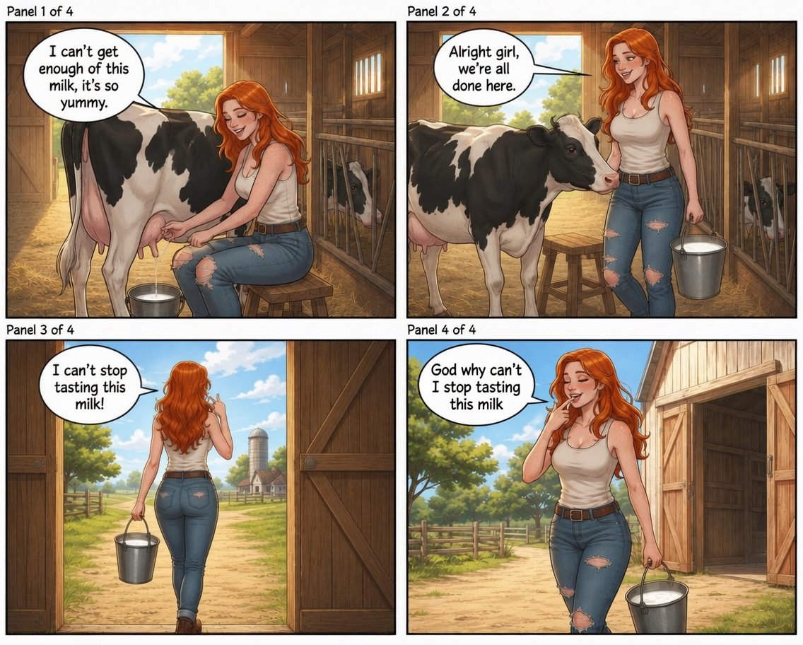 LezleyAnthroAI's tweet photo. Lindsey Cow Transformation 
You can find the rest on my patreon and DeviantArt! 
https://t.co/imNxfgpsET
https://t.co/08dvnfTkc1
#cowgirl #cowtransformation #TFcomic #anthropomorphic #anthrocow https://t.co/jRg5RM2aDj