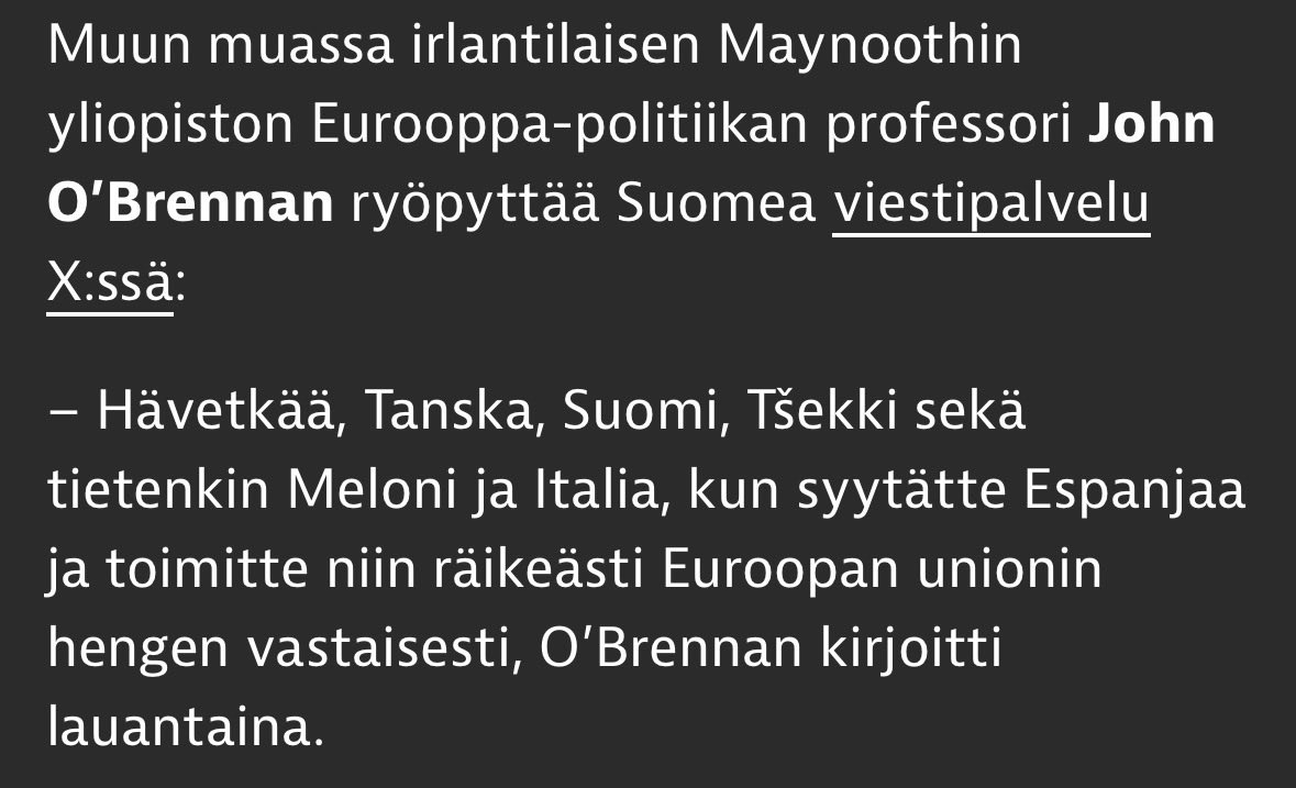 Jrvinen_J's tweet photo. Tämä niille jotka lukevat vain otsikon. 

Vitun väliä jonkun irlantilaisen proffan mielipiteellä. Ei tyyppi ole maiden välisissä suhteissa mikään toimija. 

Mielipiteellä on sama arvo kuin kenellä täällä X:ssa, eli EVVK. https://t.co/FsXyUjw7lO