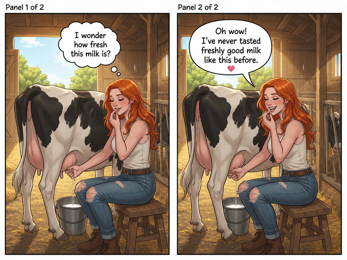 LezleyAnthroAI's tweet photo. Lindsey Cow Transformation 
You can find the rest on my patreon and DeviantArt! 
https://t.co/imNxfgpsET
https://t.co/08dvnfTkc1
#cowgirl #cowtransformation #TFcomic #anthropomorphic #anthrocow https://t.co/jRg5RM2aDj
