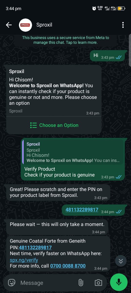 Jeny_luxy's tweet photo. Never settle for uncertainty when your health and safety are on the line. Verifying what you buy is a small habit that makes a massive difference.
βI just verified my product easily right on WhatsApp with Sproxil. It is fast and reliable π―
@Sproxil
#VerifyAndWinWithSproxil https://t.co/QZ4jICKTxf