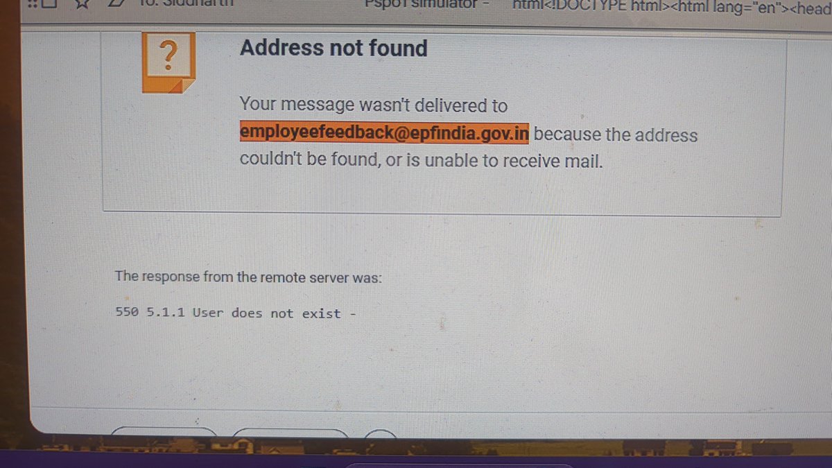 siddha2305's tweet photo. @officialepfo  @labourministry Hello... Looks like the support email is either incorrect on the epfo portal or there is some issue with the mailbox. I've been trying to send email to get help. https://t.co/CLTCSH66Di