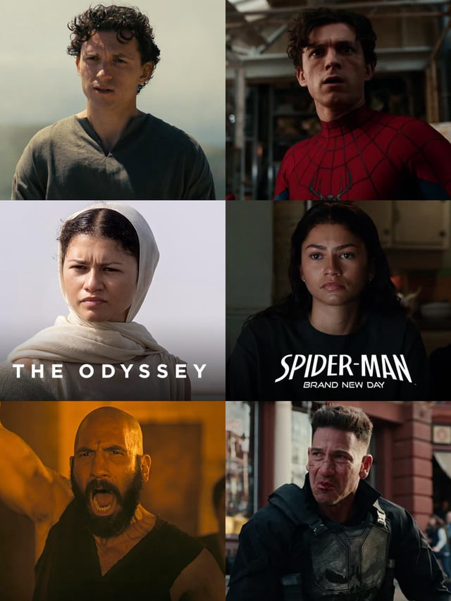 TheCinesthetic's tweet photo. Tom Holland, Jon Bernthal, and Zendaya just became part of the biggest domestic box office weekend in history.

Starring in both SPIDER-MAN: BRAND NEW DAY and THE ODYSSEY, their films combined for $406 million this weekend. https://t.co/NlnYCvQk5m