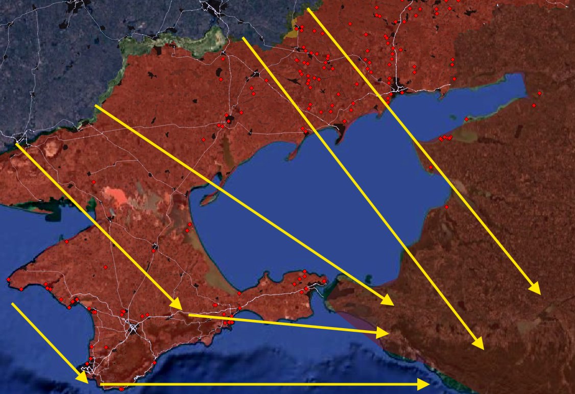 clement_molin's tweet photo. New video of Ukrainian 🇺🇦 strikes on multiple radars and air-defense systems in Krasnodar Krai, in southern Russia 🇷🇺

These strikes on air-defense, coupled with the previous campaign in southern Ukraine and Crimea are opening gaps for long-range strikes against the Russian economy/refineries in the southern part of the country.

If the US were to allow Ukraine to use Starlink over Russia, numerous air-defense systems, radars, and Iskander missiles would be threatened by operator-controlled Ukrainian FP-1/2 drones, mainly in border regions.