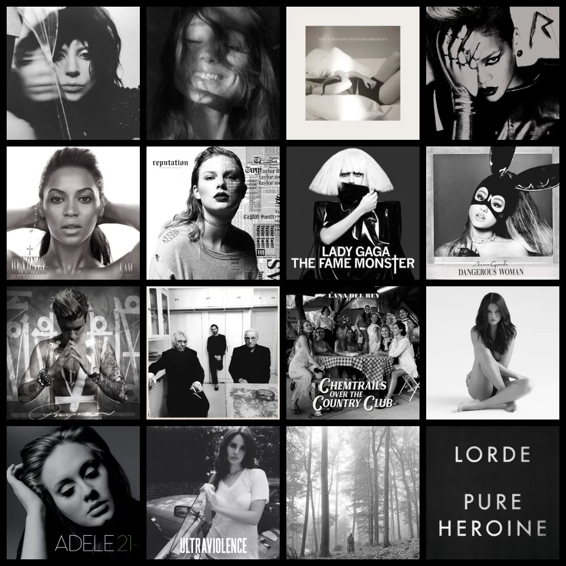 cowboylikezain's tweet photo. you can only save ONE black &amp; white album from each row https://t.co/dKfvU6NtR4