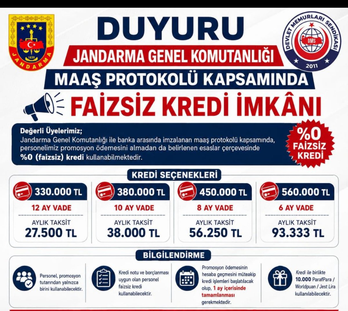 krediadam's tweet photo. Jandarma Genel Komutanlığı 100.000 TL + 10 Bin para puan şeklinde promosyon anlaşması yapmış.

Çok sayıda DM aldım.

100.000 TL + 10 bin para puan mı almak mantıklı yoksa 

330.000 TL %0 faiz 12 ay vade mi ?
380.000 TL %0 faiz 10 ay vade mi?
450.000 TL %0 faiz 8 ay vade mi ?
560.000 TL %0 faiz 6 ay vade mi ?

Tabi bu kredileri kullandığınızda promosyonu almamış olacaksınız aslında %0 Faizli olmamış olacak krediler.

Siz ne düşünüyorsunuz yorumlarınızı yazarsanız arkadaşlar okuyacak.

Reklam, tanıtım ve işbirliği degildir