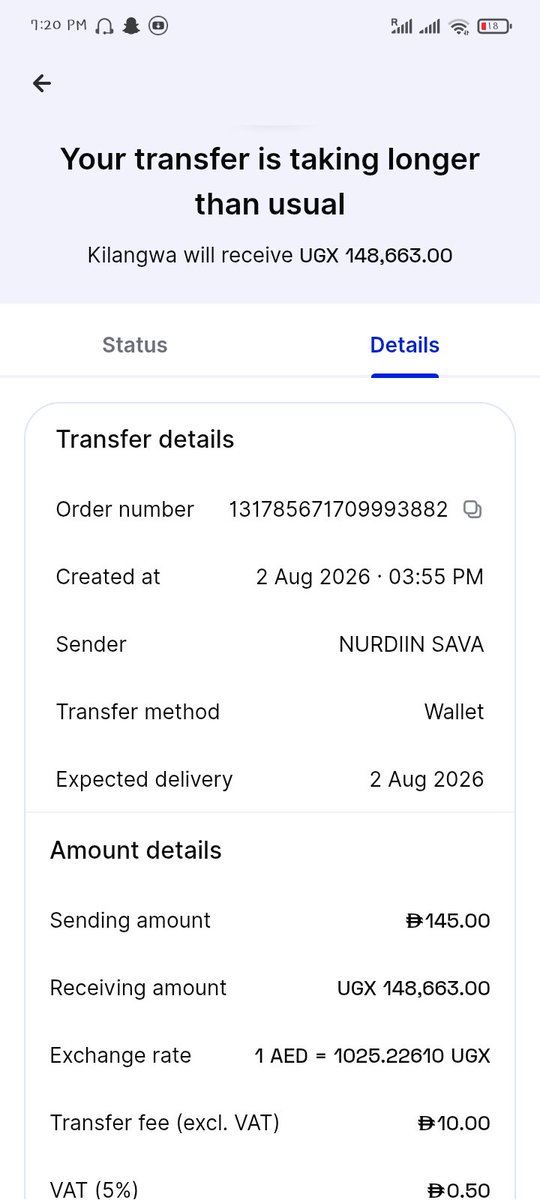 SNun66291's tweet photo. @Botim_Official It's been hours and the money is urgently needed please resolve this issues of delaying transfers 
Order number: 131785671709993882 https://t.co/Sez4v05eXC