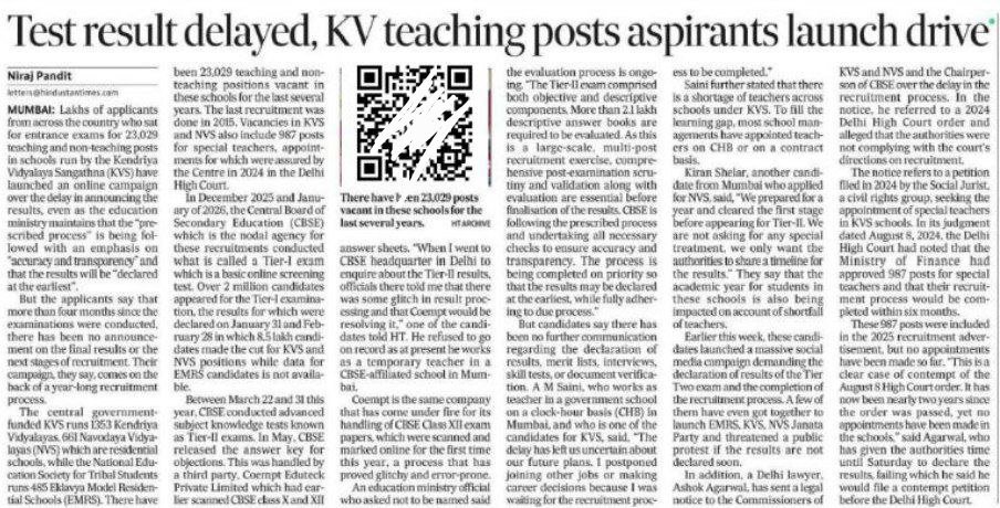 AjeetSi43563921's tweet photo. 📢 KVS/NVS/EMRS Recruitment 

📌 KVS, NVS &amp; EMRS Tier-II Results mein 4+ months ki delay ke baad candidates ne online campaign shuru kar diya hai. @cbseindia29 @narendramodi @JoshiPralhad @NESTSHQ @EduMinOfIndia @education_gouv https://t.co/wXOPVjhRtc