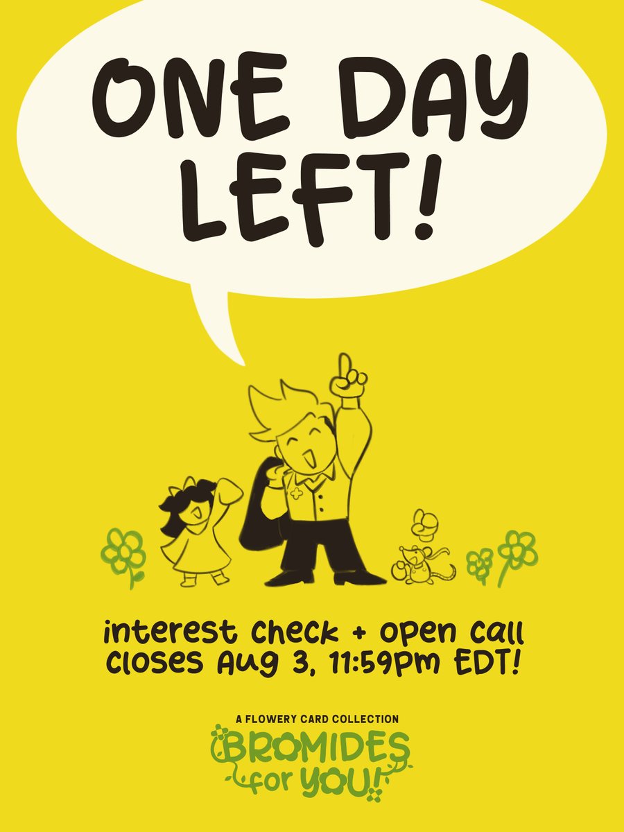 flowerycard's tweet photo. Only one day left till Interest Check/Open Calls are closed! 🌻 https://t.co/hH0JEuNUrH