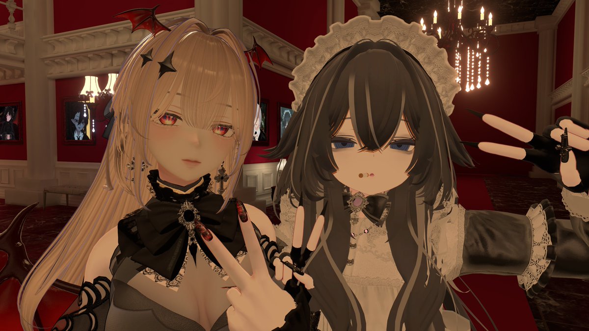 kiyosumiVRC's tweet photo. 土曜はRevenantにお越しいただきありがとうございました。
今回私はスローネと一緒に主様候補のお相手をさせていただきました。
営業中は珍しくタバコを我慢して頑張ってましたね。スローネはお話を上手く進めてくれるのでいつも助かっています。
またのお越しをお待ちしておりますね。
#VRC_Revenant https://t.co/qAEpb7fn1z