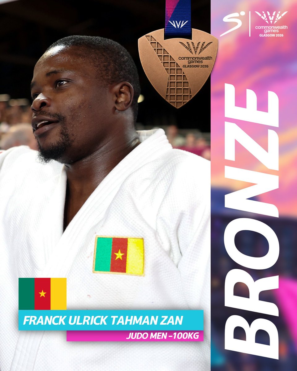 TheCameroonianZ's tweet photo. 4ème Médaille pour le #Cameroon :

Félicitations à Franck Ulrick Tahman Zan 🇨🇲🔥

Médaille de bronze #Judo -100kg 🥉 #CommonwealthGames #Glasgow2026 https://t.co/nLPl6yy3uS