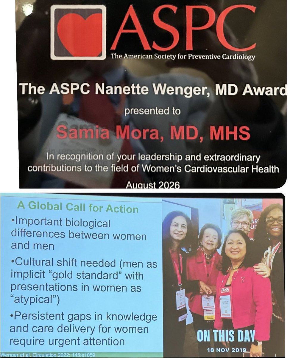 rblument1's tweet photo. Congratulations to Dr. Samia Mora on receiving the ASPC Nanette Wenger Award! https://t.co/wePlqcLl8H