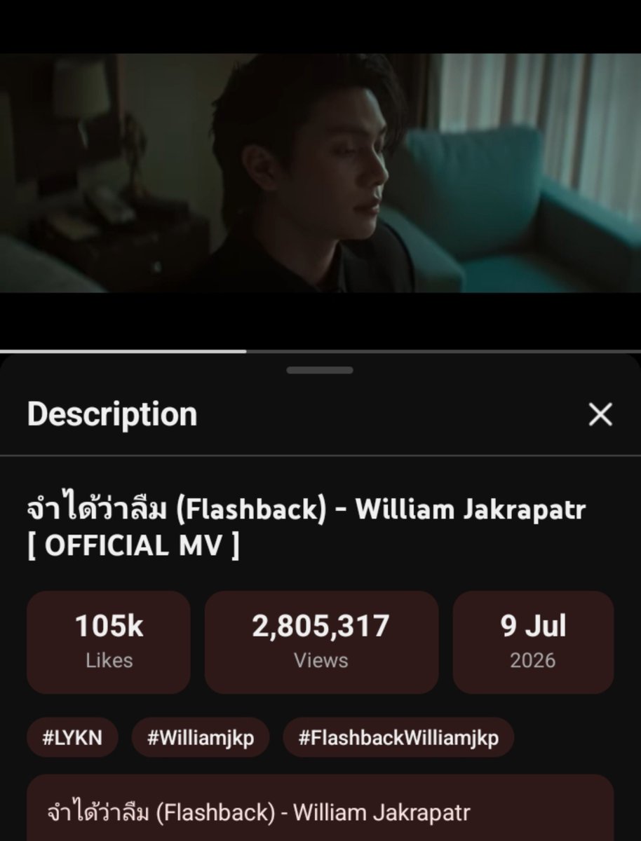 JKPUpdates's tweet photo. William Jakrapatr’s จำได้ว่าลืม (Flashback) MV has officially crossed 2.8 MILLION VIEWS on YouTube with over 105k Likes! 🎬✨
​Thank you to everyone streaming daily! Let’s keep the momentum going and aim for 3M next! 🔥🎶

​🎧 Stream here: https://t.co/8WyBkXaPi0
​
#Williamjkp #FlashbackWilliamjkp