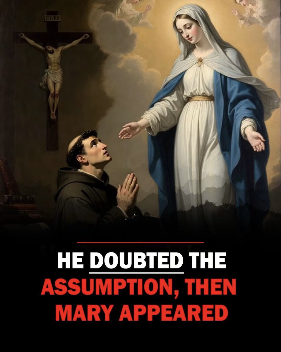 SecretFire79's tweet photo. On the eve of the Feast of the Assumption, St. Anthony of Padua struggled with doubts about whether the Blessed Virgin Mary was taken body and soul into Heaven. He prayed earnestly for light and clarity🇻🇦

In response, Our Lady appeared to him in a beautiful vision. She assured him that she was indeed assumed into Heaven, body and soul, and urged him to defend and proclaim this profound truth.

St. Anthony obeyed with zeal. He preached and wrote powerfully about the Assumption, using rich scriptural imagery. Centuries later, when Pope Pius XII solemnly defined the Dogma of the Assumption in 1950, he highlighted St. Anthony’s exceptional contributions to this teaching.

This powerful story reminds us that Mary, the Mother of God, is our greatest intercessor. Her Assumption is a sign of hope for all of us, where she has gone, we hope to follow, through the grace of her Son.

“The Immaculate Mother of God, the ever Virgin Mary, having completed the course of her earthly life, was assumed body and soul into heavenly glory.” (Munificentissimus Deus)

Queen assumed into Heaven, pray for us!