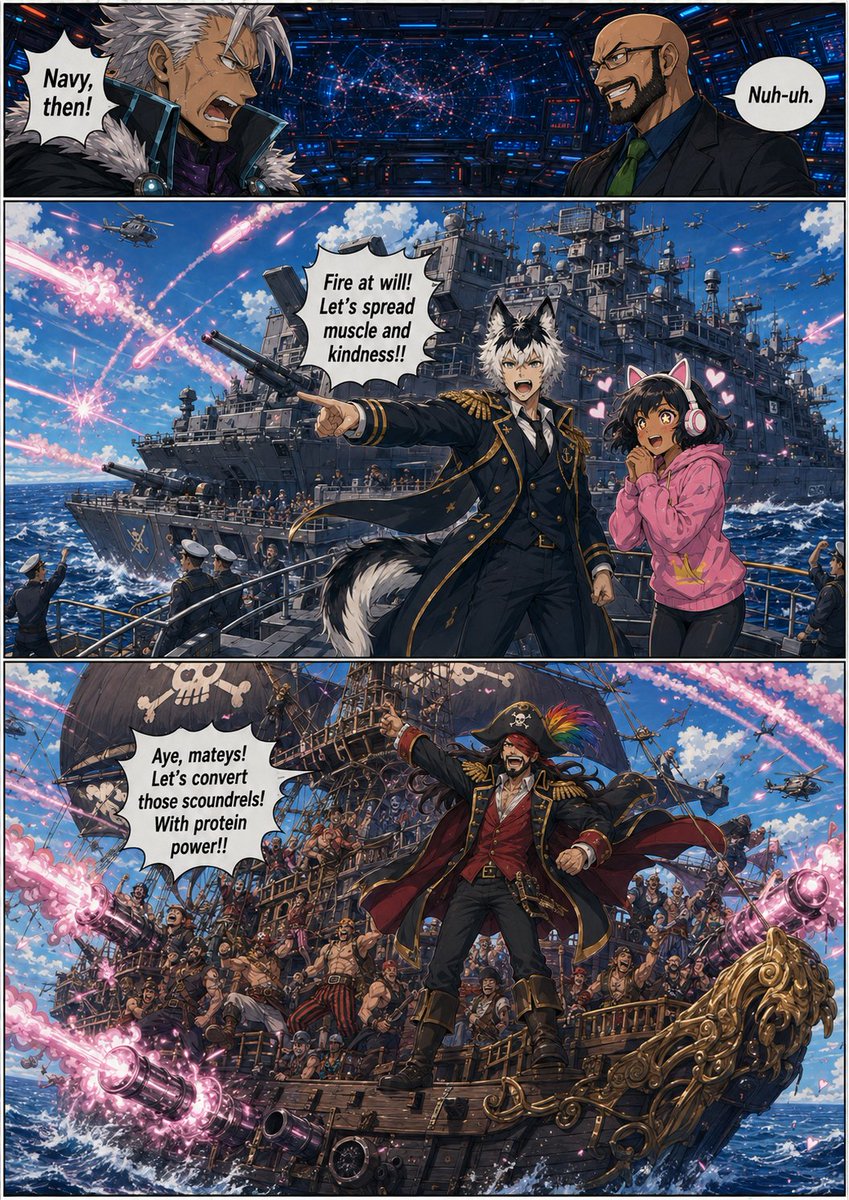 KonradosHut's tweet photo. GPT does NOT understand ships. I had to regen that page 5 times, then gave up.
(It's not letting me tag Yuna and Keen. Sorry!)
#HimboWeekendSCU https://t.co/GEqFdeq2pY