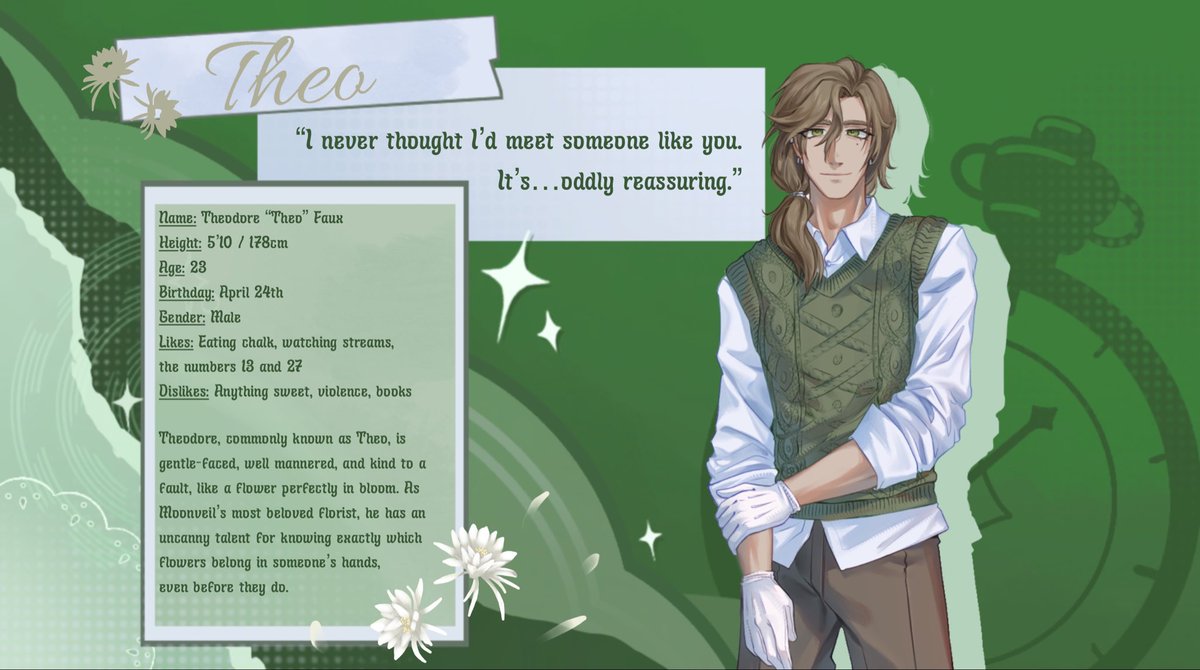 FinalBloomSt's tweet photo. 🕰️ Is there anything more lovely than flowers? We have an answer, our one and only florist!
#visualnovel #datingsim #indiegame #smallstudio https://t.co/mbuhsHb2a2