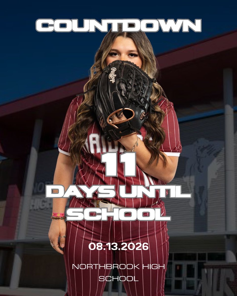 raidersoft_ball's tweet photo. ⏰ 11 days until the halls are full again. Time to lock in. 💪📚🥎 #NorthbrookHigh #CountdownToSchool #RaiderNation https://t.co/HA5jaraY48