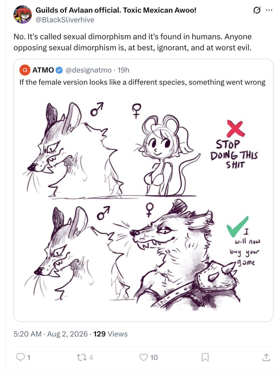 AquaticFlapper's tweet photo. No sir you are ignorant and you don’t why sexual dimorphism exists and what it actually is in nature. This jackass blocked me, but this take is stupid I made an entire thread on it. https://t.co/IOSvLspy6r