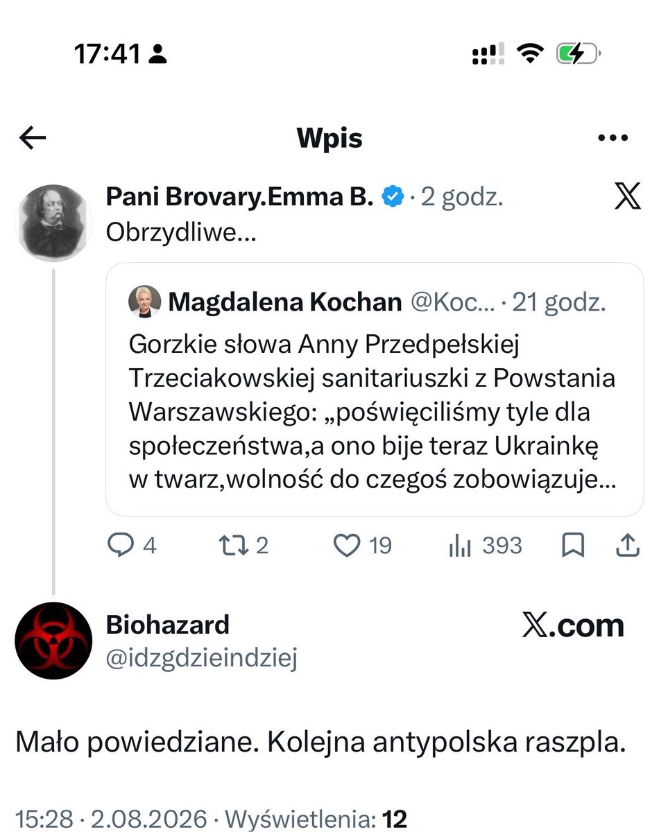katarynaaa's tweet photo. Kiedy uczestniczka Powstania staje w obronie Ukraińców i z bohaterki natychmiast zostaje obrzydliwą „antypolską raszplą”. Niech jej wystarczy szacunek wyrażony odpaleniem rac. https://t.co/7jX6CkgQT4