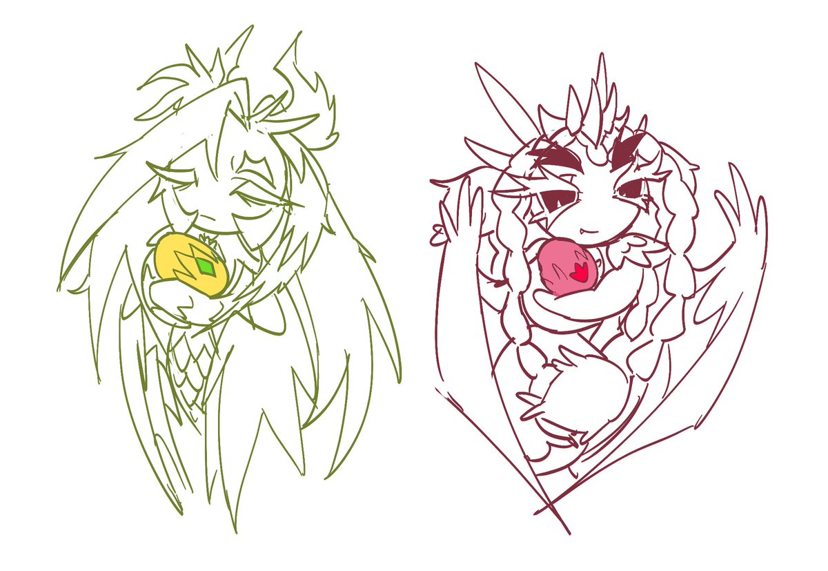 oranxii2's tweet photo. I got a thought about dragon's parents, specially mothers.. how would like they look like? And come out with this.

Soo.. meet First pineapple dragon cookie and First pitahaya dragon cookie(?)
#cookierun #crk https://t.co/zrdFdKJNBd