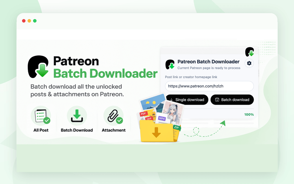 LockLauncherApp's tweet photo. 🧭 [Chrome Extension] Patreon Batch Downloader v1.0.1 released! 
Batch download unlocked Patreon posts, media, and attachments.
⏬ https://t.co/gNmNSpWEqF https://t.co/dwbWWdpODv