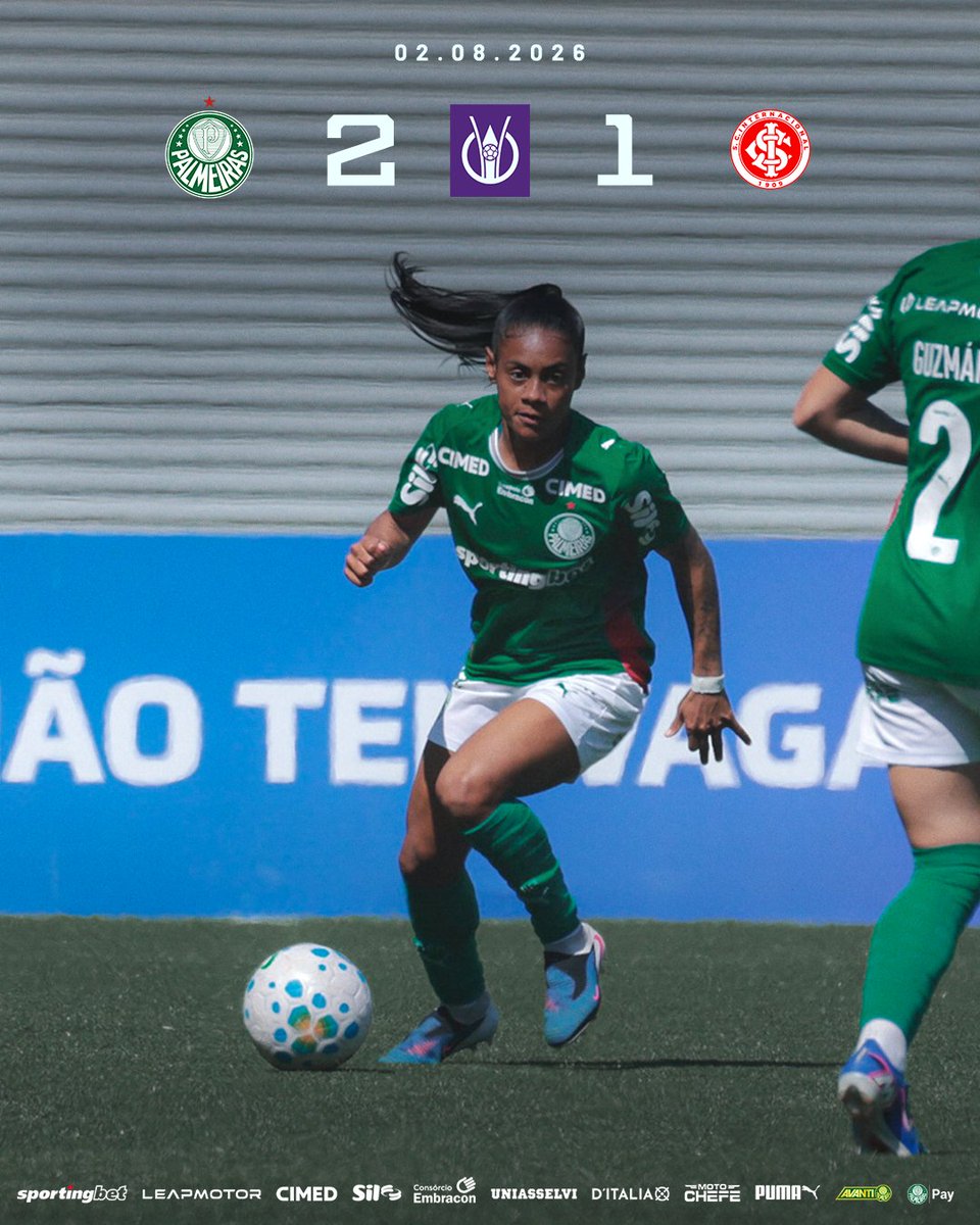 Palmeiras_FEM's tweet photo. MAIS 3️⃣ PONTOS NO BRASILEIRÃO FEMININO! NA ARENA CREFISA BARUERI, AS PALESTRINAS VENCERAM O INTERNACIONAL E CHEGARAM À NONA VITÓRIA NA COMPETIÇÃO! 💪🟢⚪
🏆 Palmeiras 2x1 Internacional
⚽ Brena e Bia Zaneratto
#FimDeJogoSEP #PALxINT https://t.co/tK4D2T49bu