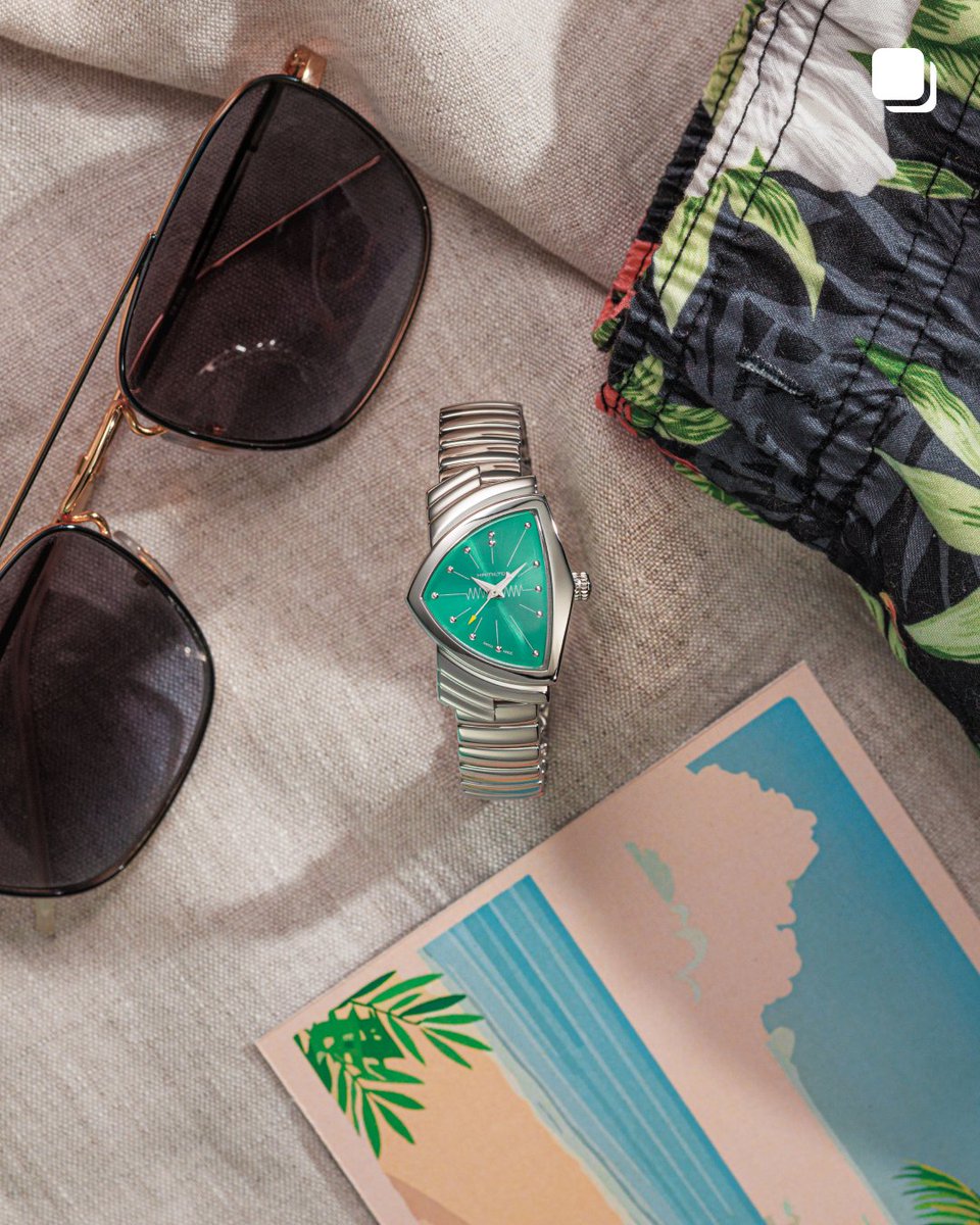hamiltonwatch's tweet photo. A fresh spin on the iconic Ventura triangular design with turquoise and delicate pink dials inspired by Hawaiian hibiscus.
A vibrant tribute to the futuristic 1957 original and its Blue Hawaii legacy. Playful energy meets Ventura heritage.

https://t.co/ReXLIMJEve

#hamiltonwatch 
(Ref. H24411143-H24211170)