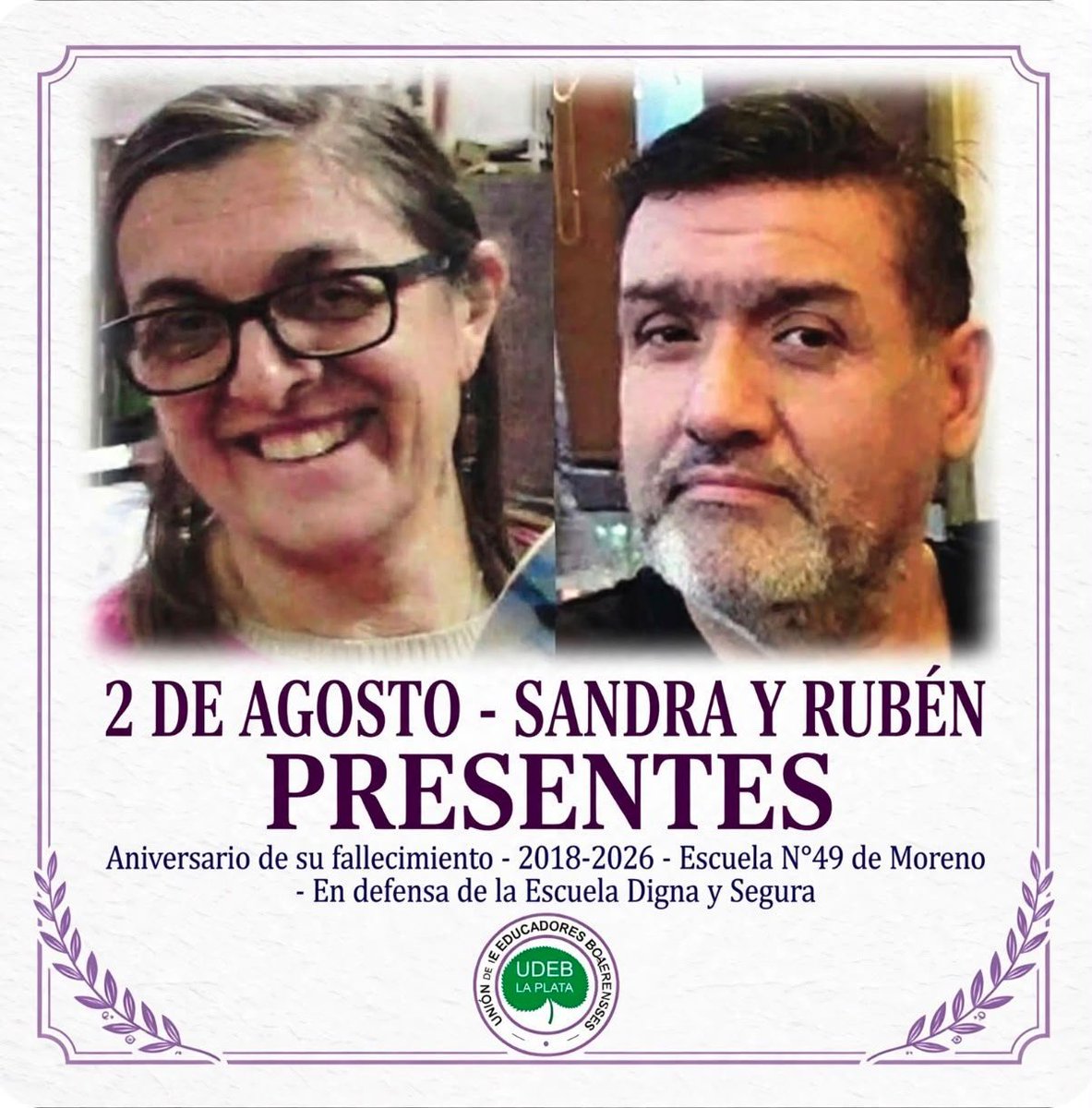 udeblaplata's tweet photo. Hoy se cumplen 8 años de la explosión de la Escuela N°49 “Nicolás Avellaneda” de Moreno, donde perdieron la vida Sandra Calamano, vicedirectora, y Rubén Rodríguez, auxiliar, por una pérdida de gas denunciada y no atendida. https://t.co/VApImFx3tl