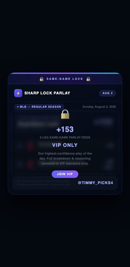 Timmy_picks4's tweet photo. Today's 5-pick board + parlays are locked and loaded 🔒
Every play backed by real matchup data, ERAs, and live odds — no guesswork.
VIP members get the full card before first pitch.
Unlock it now ⬇️

#MLB #GamblingTwitter https://t.co/HrHSbRHIzv