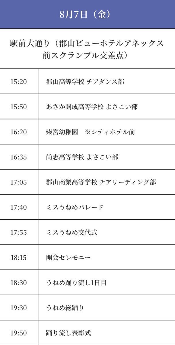 f_bb_2015's tweet photo. 『第62回郡山うねめまつり』

福島美少女図鑑メンバーが今年もまつりを盛り上げます♪🏮
そして今年は、踊りに先立ちモルスタではっぴチェキ会を開催します♪

14:00〜15:30
はっぴチェキ会（モルスタ）

18:30
うねめ踊り流し

19:50
表彰式

【出演メンバー】
8/7(金)
室井愛香利、照山楓香、すずきここな、末永凛音、齋藤心春、榎本彩乃（ステージ担当）
渡辺ひまり、いろは、吉田光里、羽月フウ（沿道担当）

8/8(土)
室井愛香利、木村沙由里、遠藤栞（XRADIO後）、照山楓香、すずきここな、吉田光里（ステージ担当）
渡辺ひまり、羽月フウ、中島アリス、宗像しゅり（沿道担当）

ご来場お待ちしております✨

#うねめ祭り #郡山市 #福島美少女図鑑