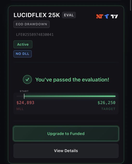 MapleStax_145's tweet photo. Passed 6 Lucid trading accounts today

The 25k is one of the best accounts to trade with

1 day to pass option in PRO

No funded consistency rule in FLEX

Use code “maple” for 30% off all Lucid accounts

Copy trade them and pass all at once!
￼ https://t.co/mjJEpqOL6i