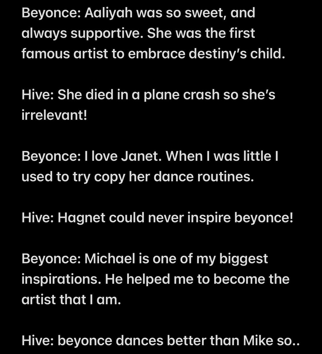 redforjanet's tweet photo. Leaving this here as a paper trail when btches forget the discourse that they start. There’s a common denominator, and hive should start putting hive in check when they get out of line with those that beyonce loves and respects. https://t.co/CrMxgLdKWW
