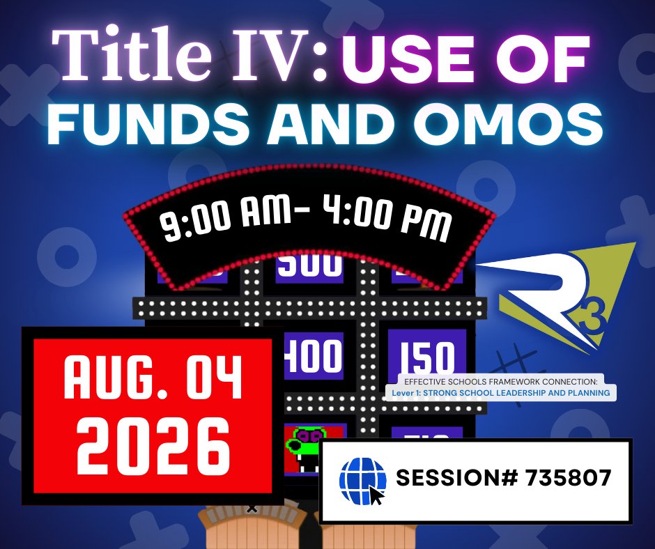 R3ESC's tweet photo. 🌟 Make a Difference! 🌟 Don't let your district's Title IV funds go unused! Join our workshop to master Title IV OMO writing! ✍️ https://t.co/6wOVPXYGHM https://t.co/HaEjABfTrb