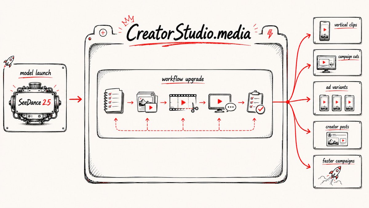 CreatorStudio__'s tweet photo. The next phase of AI video won’t be won by whichever team supports the newest model first.

It’ll be won by the apps that abstract away everything and creators won't even realize which model they're using underneath.

That’s the bet behind https://t.co/1zwK94RlCh https://t.co/aE7CXmt55B