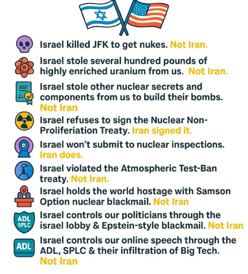 adeologoade's tweet photo. @StevenTank40953 @joekent16jan19 Who is the “they” in your assertions ?!
Poor !!!

US talk about Iran nuclear blackmail even without Iran having nuclear weapons but Isreal actually has nuclear weapons and “Samson Option nuclear blackmail”

Education is crucial not propaganda. https://t.co/wM1RtjRO7g