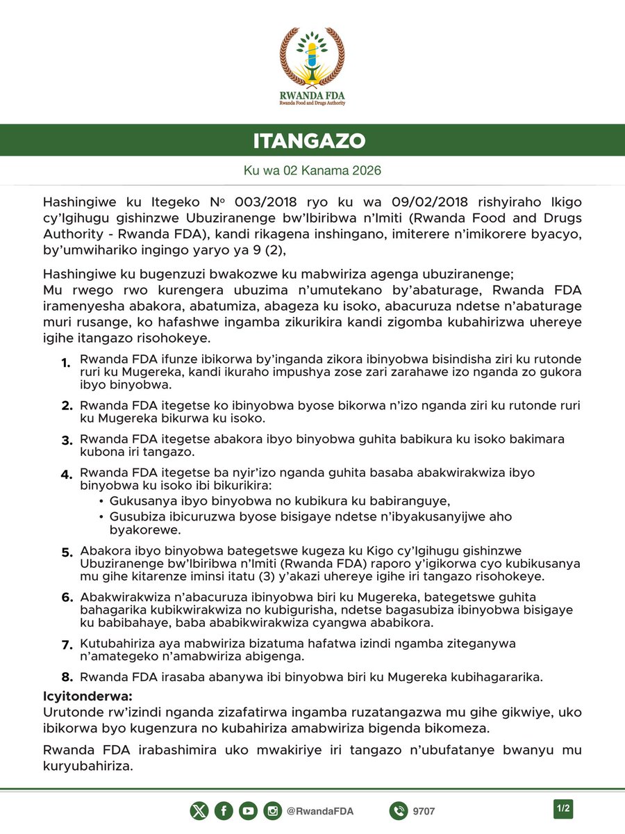 Rwanda Food and Drugs Authority tweet media