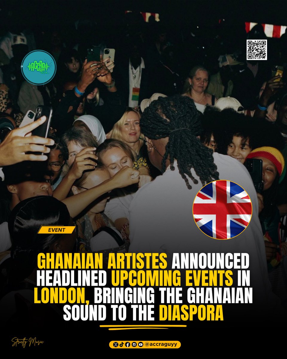 AccraGuyy's tweet photo. 🚨🎶 GHANAIAN UPCOMING EVENTS IN LONDON 2026/2027🇬🇧

▪️STONEBWOY 🇬🇧
Stonebwoy – Bhim Fest London
Venue: OVO Arena Wembley
Date: Saturday, 15th August 2026

▪️MOG MUSIC 🇬🇧
MOG Music – Live in London 
Venue: OVO Arena Wembley
Date: Saturday, 22nd August 2026

▪️KIDI 🇬🇧
KiDi – Live in Concert
Featuring: The Compozers plus Special Guests
Venue: HERE at Outernet, London
Date: 24th September 2026

▪️R2BEES🇬🇧
R2Bees – Live in London
Venue: HERE at Outernet, London (WC2H 8LH)
Date: Friday, 11th September 2026

▪️KWESI ARTHUR 🇬🇧
Kwesi Arthur – Live in London
Venue: XOYO, London
Date: 16th October 2026

▪️SARKODIE🇬🇧
Sarkodie and Friends – Rapperholic UK
 Venue: The O2 Arena, London
 Date: Saturday, March 6th, 2027