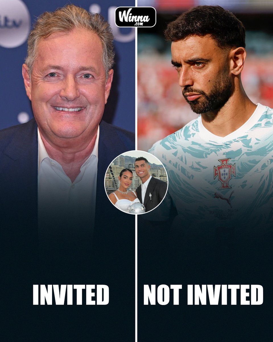 WinnaFC's tweet photo. 🚨| BREAKING: Piers Morgan is reportedly on Ronaldo's wedding guest list. Bruno Fernandes isn't.❌

Now it makes sense why Portugal's players left Ronaldo after losing to Spain in the World Cup.🤔 https://t.co/aFG9IKKOOn