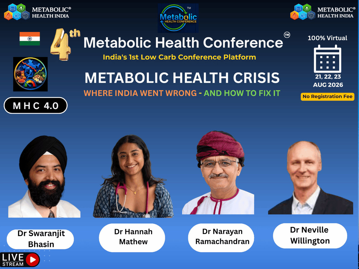 shashiiyengar's tweet photo. 🎙️ Speaker Announcement

We are delighted to welcome another distinguished speaker to the 4th Metabolic Health Conference (MHC 4.0).

Join us as leading experts from India and around the world come together to discuss this year's theme:

"Metabolic Health Crisis: Where India Went Wrong - and How to Fix It."

📅 21–23 August 2026
🌐 100% Virtual
🎟️ No Registration Fee

Stay tuned as we continue unveiling our distinguished speaker lineup.

The registration and joining link will be shared shortly. Watch this space!

@bava23 @dr_hannahmathew @mendbones @NevilleWellingt