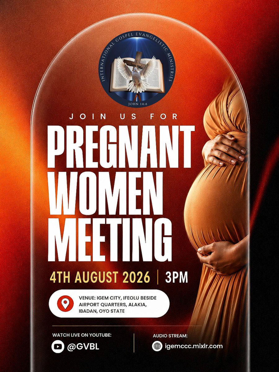 igemcity's tweet photo. Are you pregnant or do you know someone who is? This meeting has been specially prepared for you. Come and receive God's Word, prayers, and blessings for a peaceful pregnancy, divine strength, and supernatural delivery.
#igemccc #PregnantWomen #DivineCare #GodsProtection https://t.co/YXbYP8KoaP