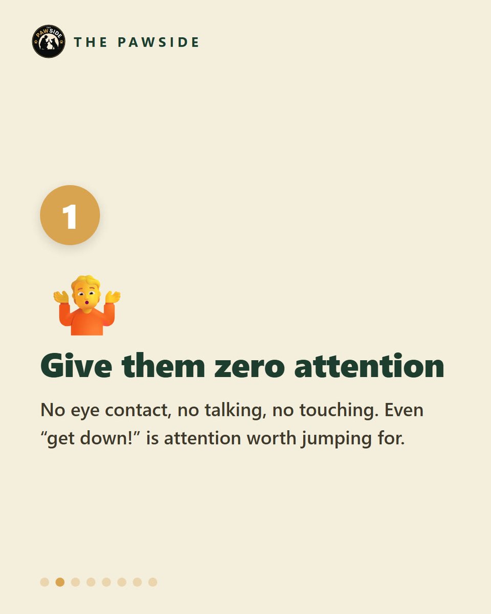 thepawside's tweet photo. Stop the jumping, in 6 fixes 🐶

Zero attention. Turn away, don't push. Pay four paws on the floor. Teach a sit at the door.

Full plan: https://t.co/t8eEVMEtgX https://t.co/wn7E1TjqL9