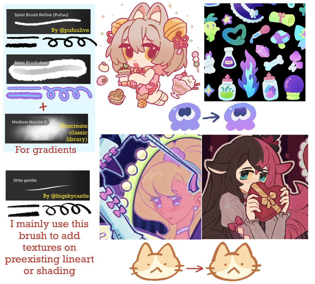 DACLIUM's tweet photo. Ok hi I finally made a new updated list of procreate brushes I use, credits and sources in the replies 🧵👇 https://t.co/407offM17D