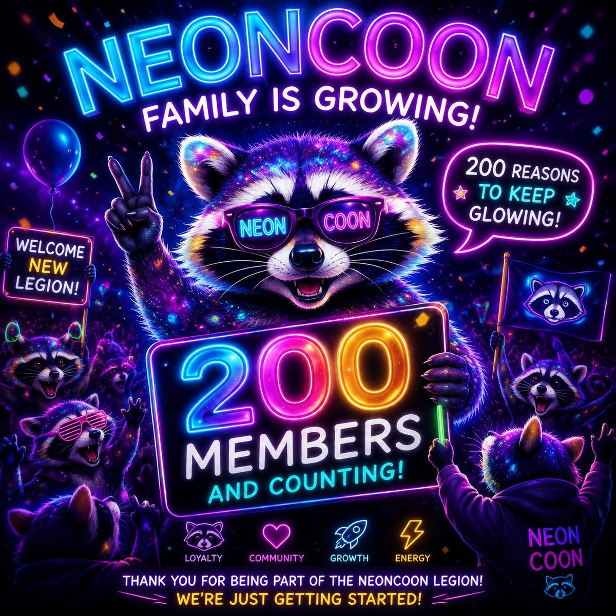 cosmiccoon10304's tweet photo. Glow Legions representing Neon Coon is OUTRAGEOUS right now. We just hit 200 members and the energy is unreal. This community is showing OUT over here — come check us out and join the vibe 🔥🔥🔥
#Solana
#Solanablockchain
#Web3
#Altcoins
#Goodvibes
#Crpytocommunity
#Pumfun
#NeonCoon
#GlowLegions