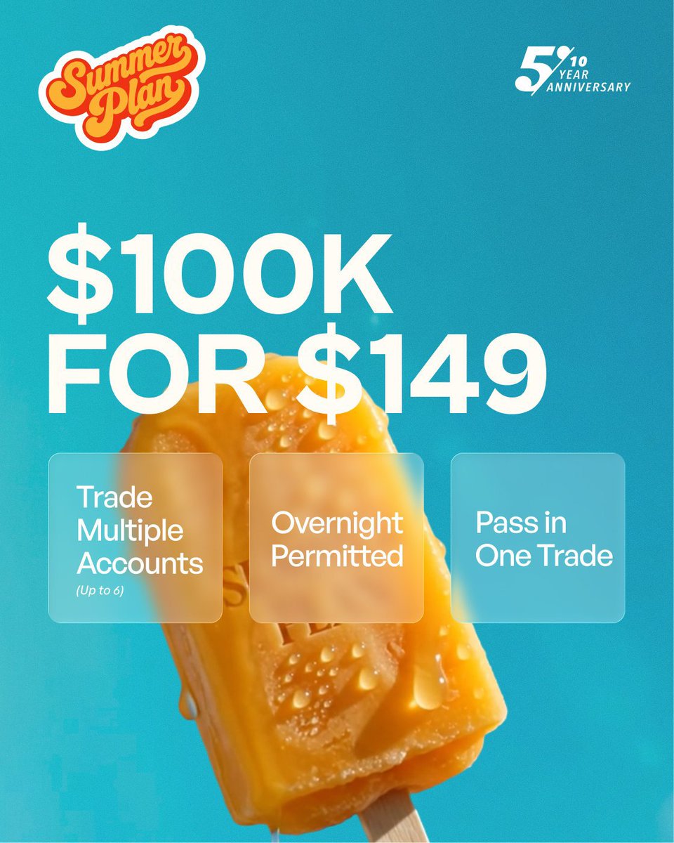 Rajwansh's tweet photo. 100K Funded = Cheat Code  🤝💶

If becoming a 100k funded trader is one of your goals this year, this is worth looking into.

#The5ers' $100K Summer Plan is available for $149. The most affordable 100k from a reliable firm in the industry. 

Use my Code :- Liquidity 

Buy now 👇
https://t.co/gjFSTPgTmm