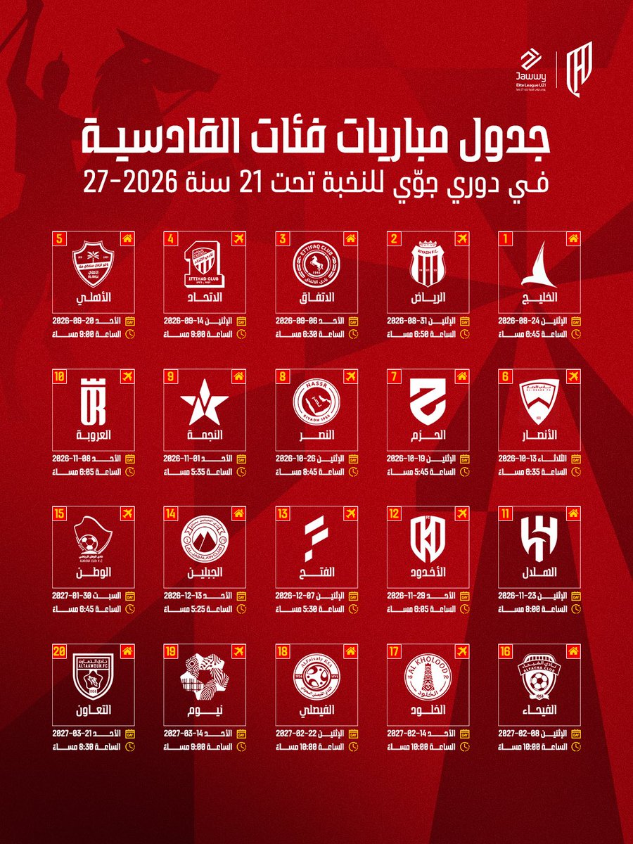 AlqadsiahFuture's tweet photo. مبارياتنا في #دوري_جوي_للنخبةU21 ⚔️❤️

#القادسية https://t.co/TYLIdXI1pY