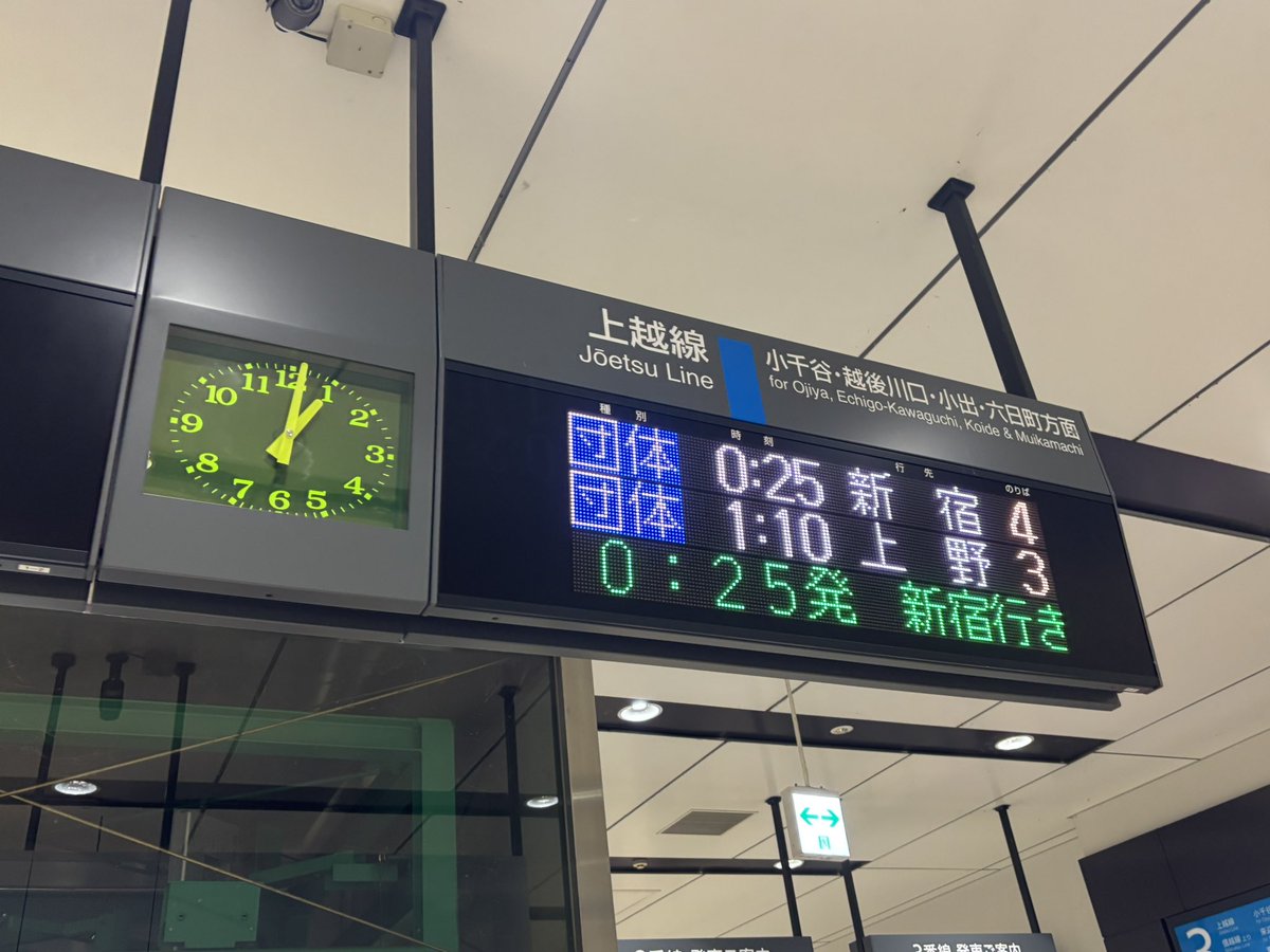 HakutakaE71195's tweet photo. それではE653系夜行列車で上野に帰ります🌙
本当は4番線発でしたが1本前の新宿行きでトラブルがあったらしく急遽発車番線が3番線に変更、夜行列車同士の並びが実現しました https://t.co/YiTKRQM8a3
